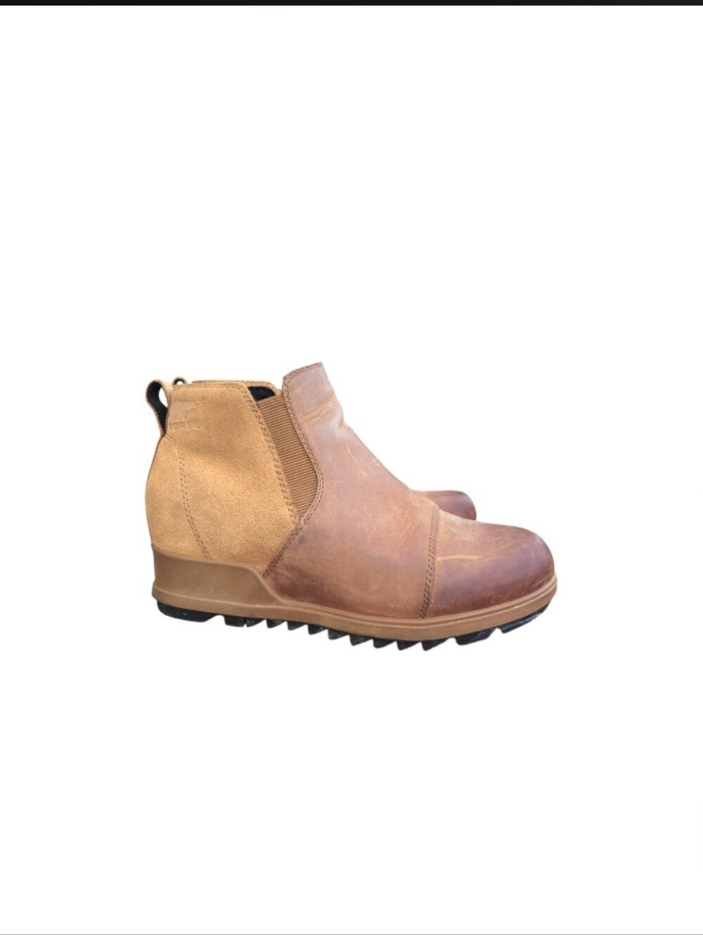 Sorel Evie II Wedge Waterproof Brown Leather Ankle Chelsea Boot Outdoor Women 8